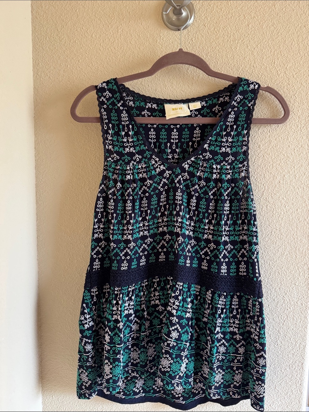 Maeve Black Sleeveless Floral-Geo Print Tank Top